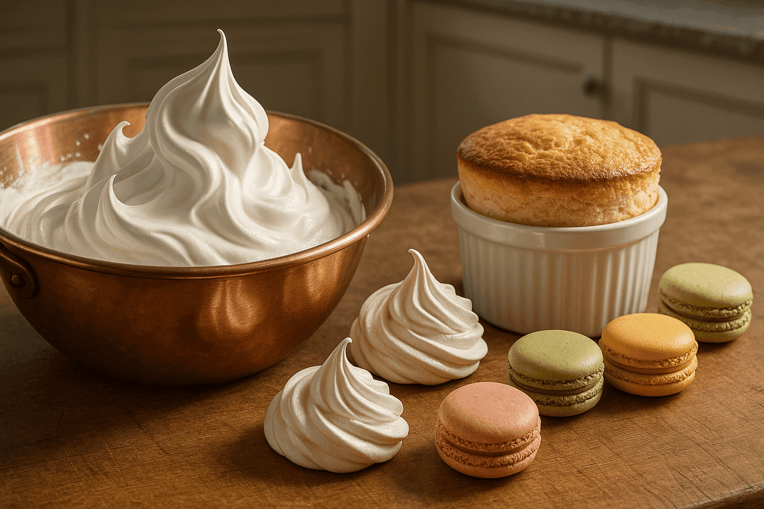 Why Egg Whites Whip Foamy, Collapse, or Bake Chewy: Protein Denaturation, Copper Ions, and the Sugar‑Acid Rules for Better Meringues, Soufflés, and Macarons